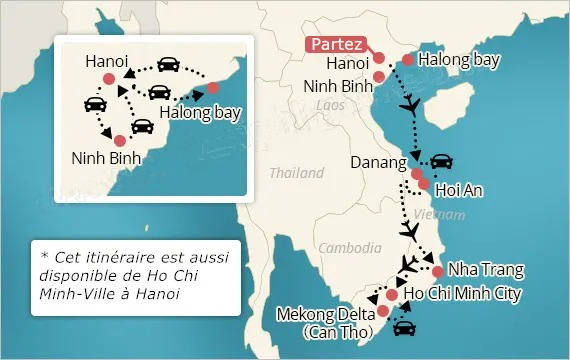 Carte touristique au Vietnanm