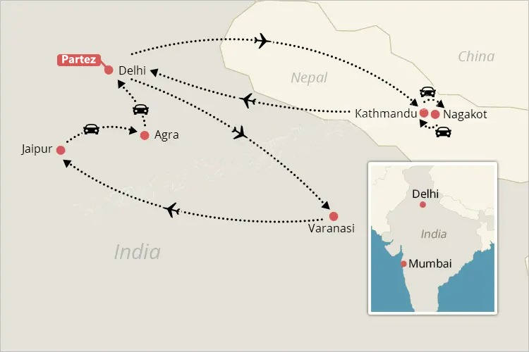 Itinéraire de voyage en Inde et au Népal